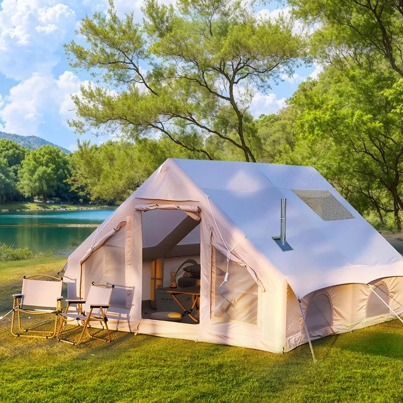 Large Inflatable Camping Tent with Hand Pump, Easy Setup Tents for 4-6 People