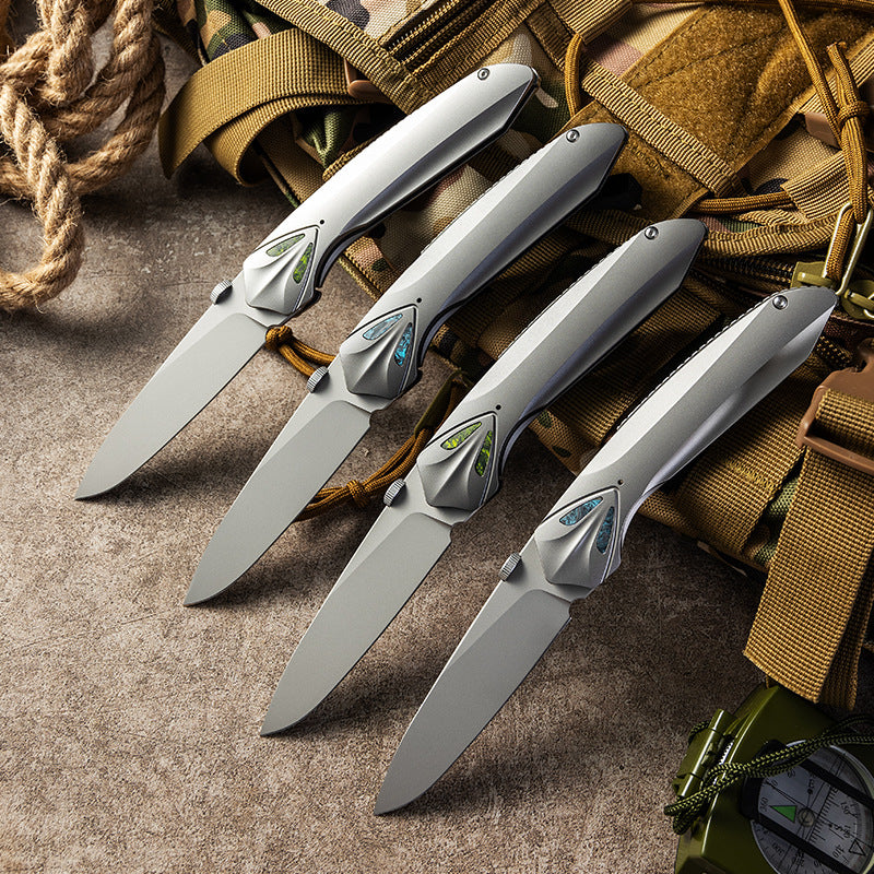 Outdoor survival integrated knife VG10 wire lock folding knife titanium alloy folding