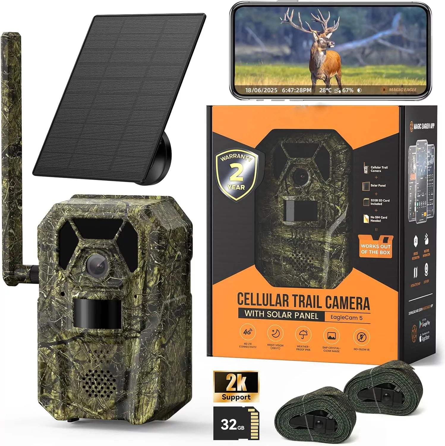 4G Cellular Trail Camera 2K Audible Video 0.3s Trigger 940nm No Glow