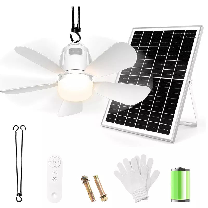 20000mAh Portable Gazebo Fan with 30W Solar Powered Fan with Remote Control