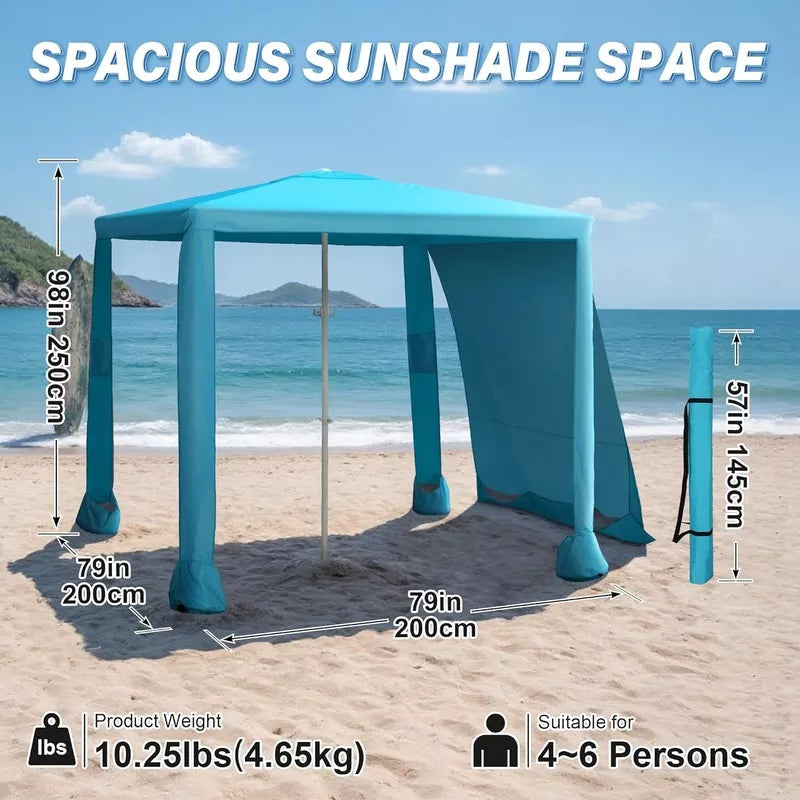 Beach Cabana - 6.6x6.6’Beach Canopy with Side Wall