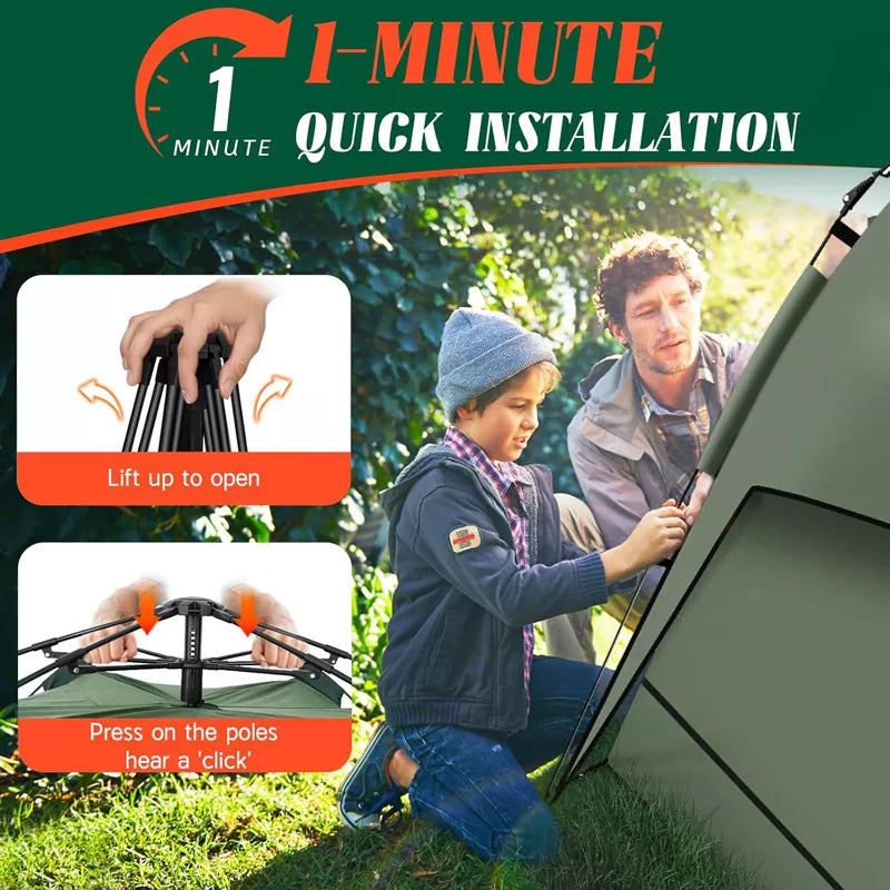 Pop Up Tents for Camping 2-5 Person Tent Easy Setup Waterproof & Windproof