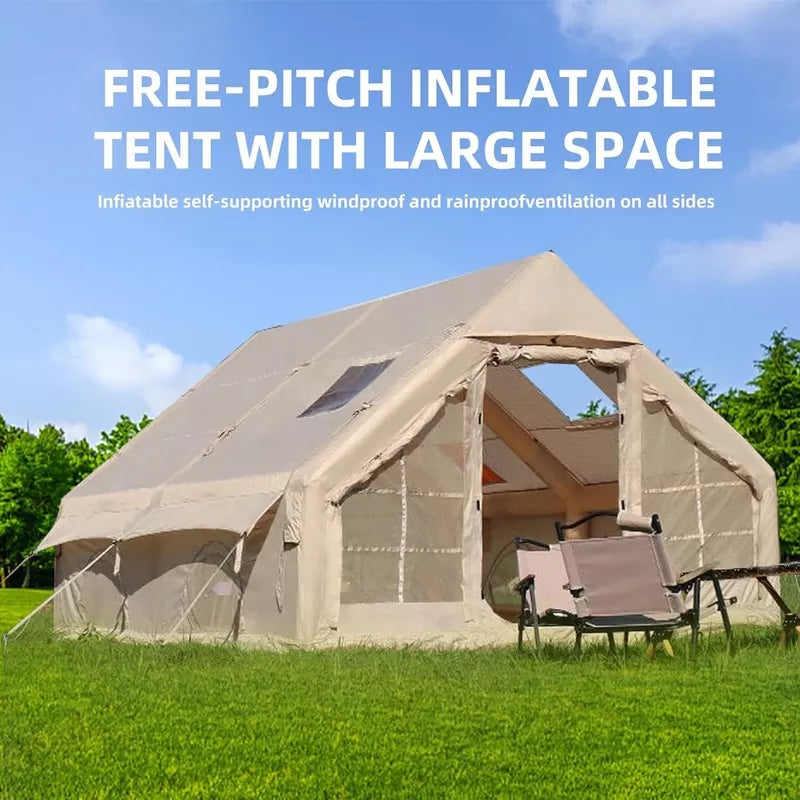 Large Inflatable Camping Tent with Hand Pump, Easy Setup Tents for 4-6 People