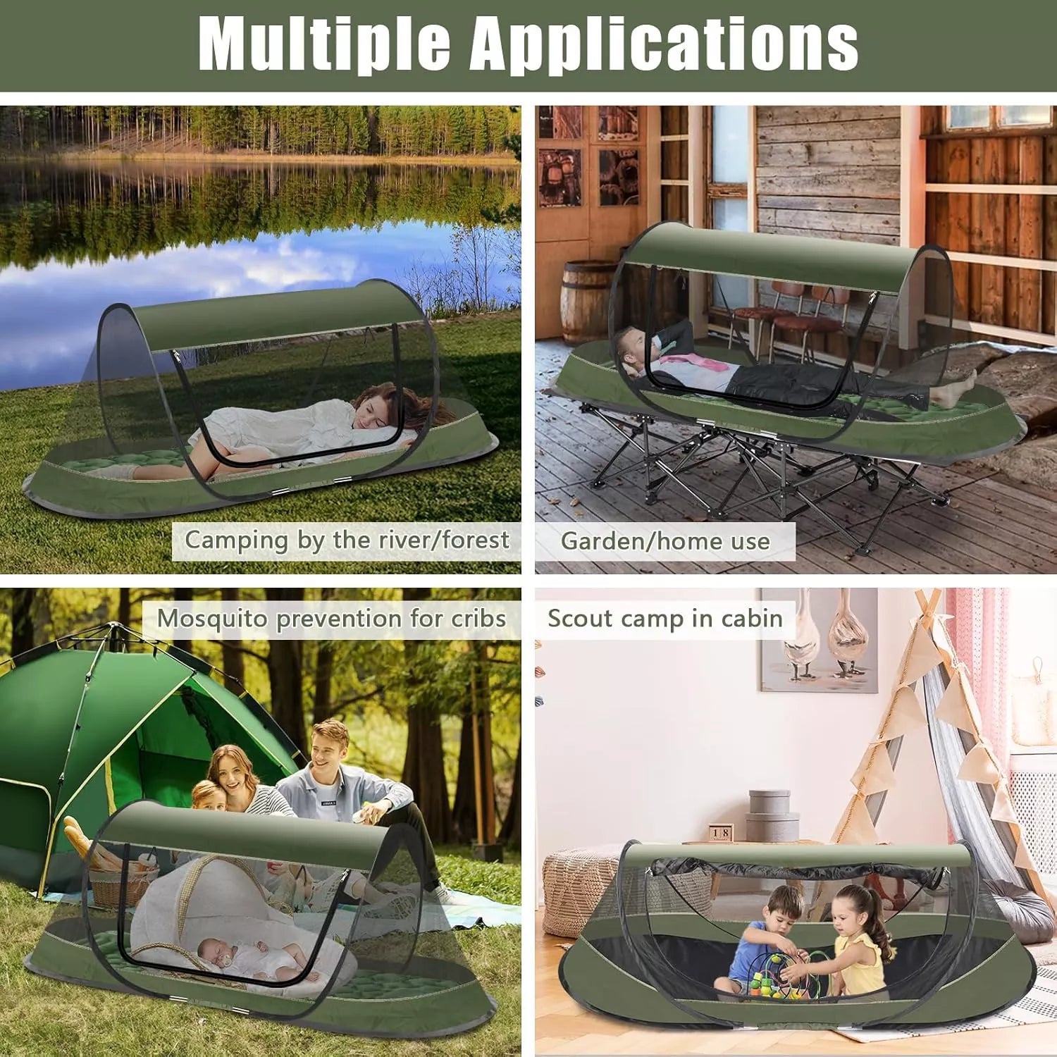 Pop-Up Mosquito Tent for Camping, 1 Person Bug Net Cot Tent