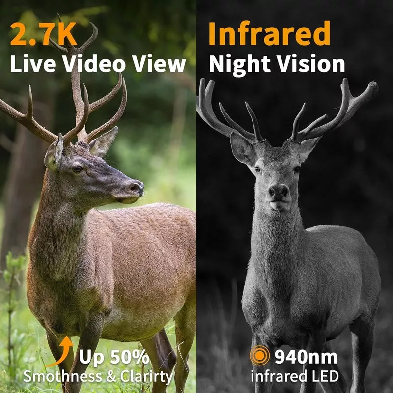 2.7K Game Cameras Cellular Trail Cameras with Night Vision Motion Activated IP66