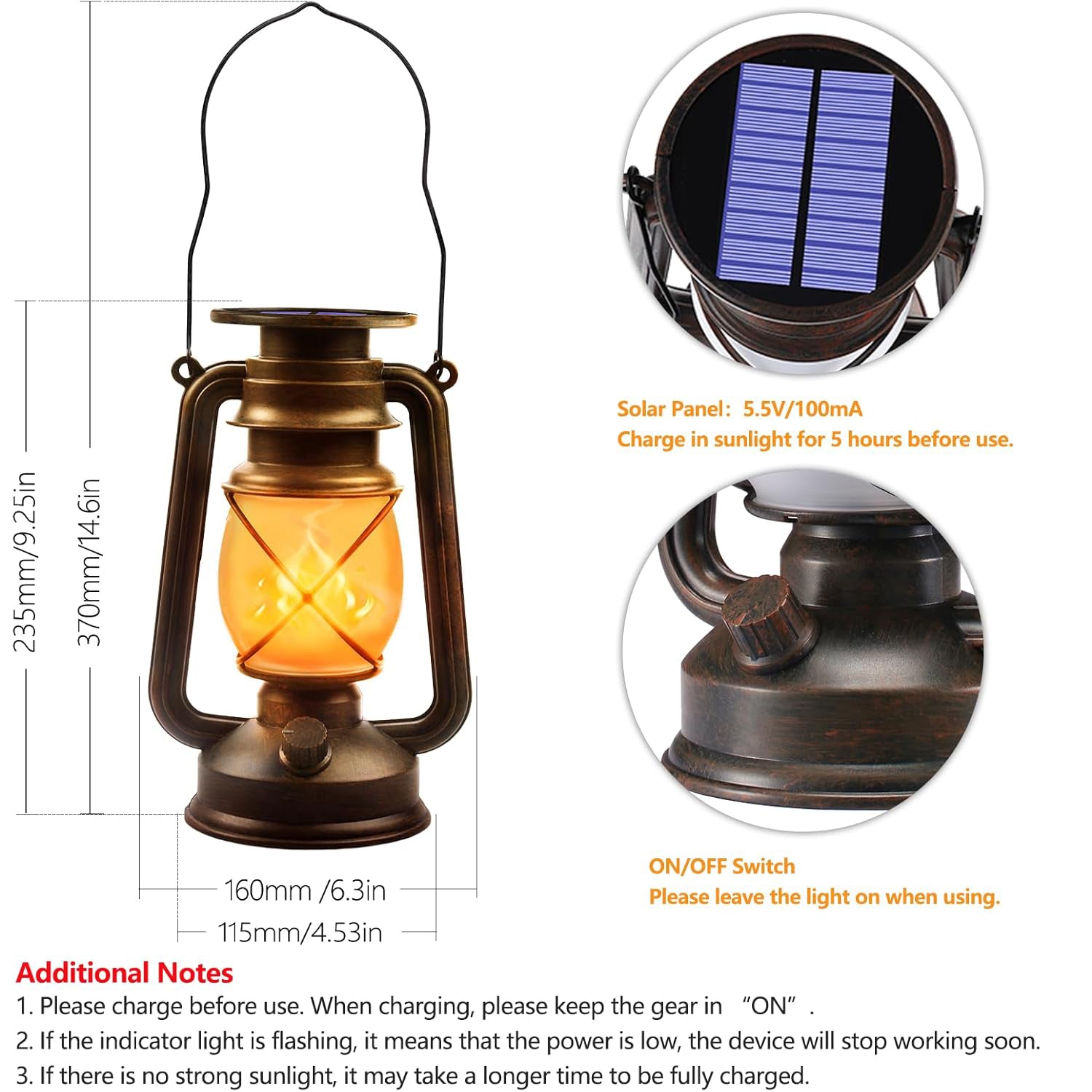 Solar Lanterns Outdoor Waterproof 2 Pack Bronze Vintage Lanterns