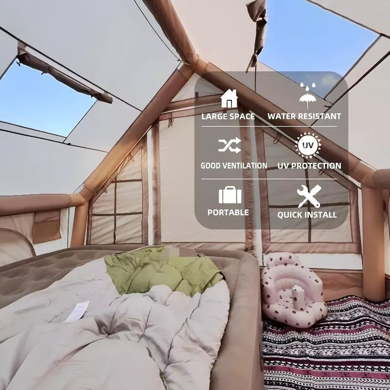 Large Inflatable Camping Tent with Hand Pump, Easy Setup Tents for 4-6 People