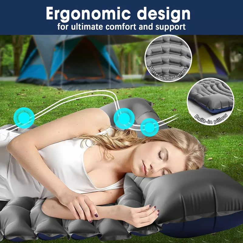Double Sleeping Pad for Camping - Ultralight Camping Mattress with Pillow