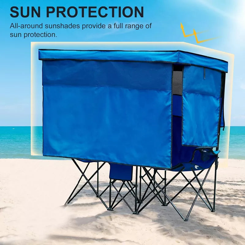Double Beach Chair with Canopy Shade Heavy Duty