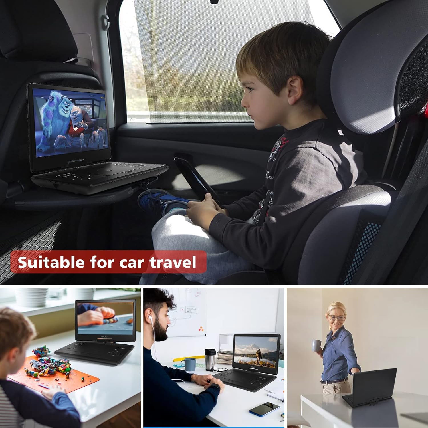 17" Portable DVD Player 14.1" Large HD Screen Support HDMI in/USB/AV-in/Out