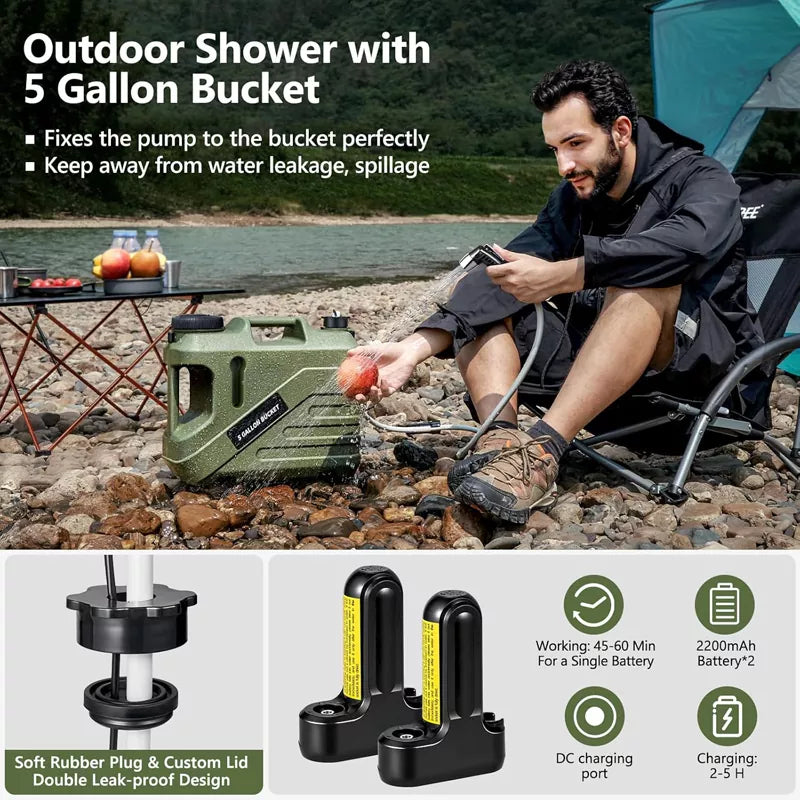 Portable Shower for Camping with 5-Gallon Water Jug