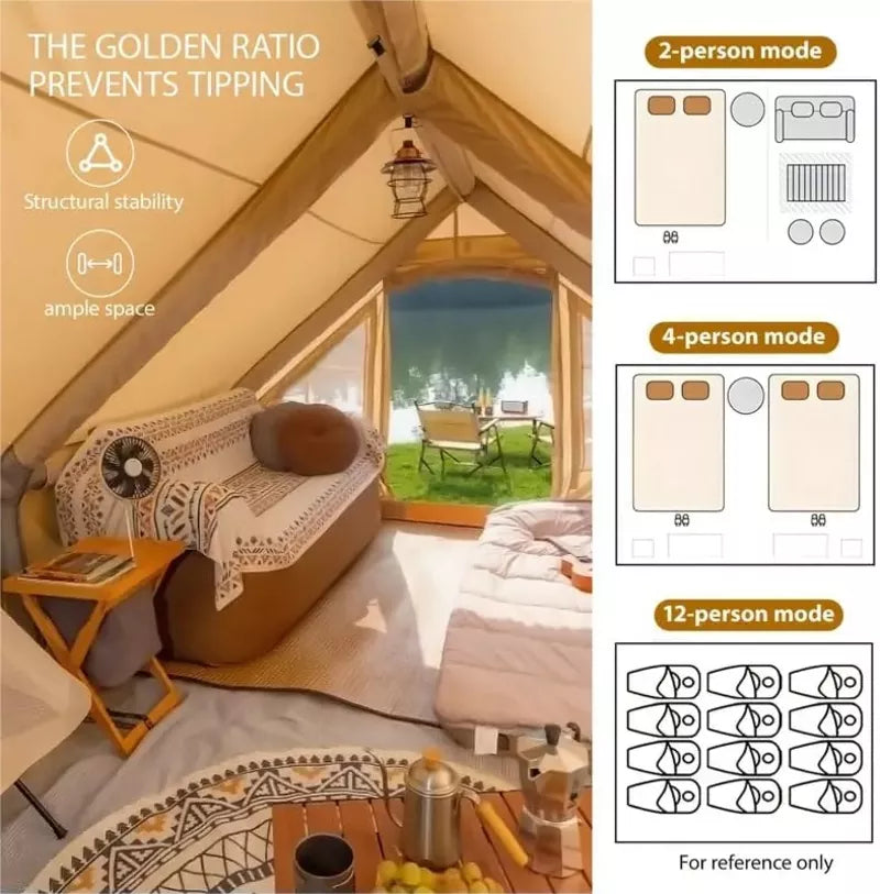 Large Inflatable Camping Tent with Hand Pump, Easy Setup Tents for 4-6 People