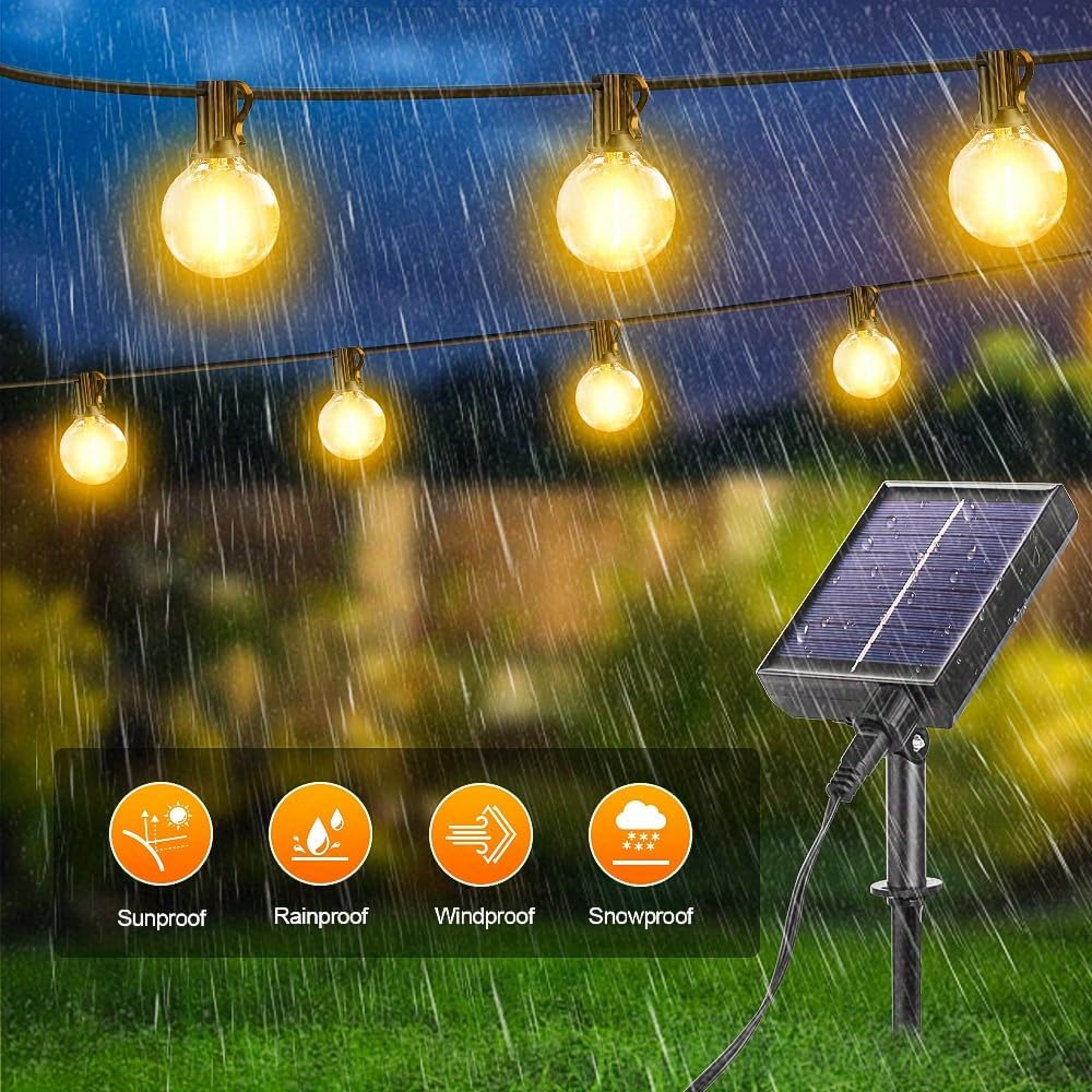 G40 Solar String Lights Outdoor with Remote 100 FT USB  Solar Dual Charging