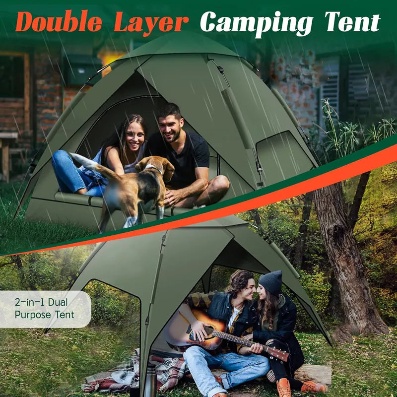 Pop Up Tents for Camping 2-5 Person Tent Easy Setup Waterproof & Windproof