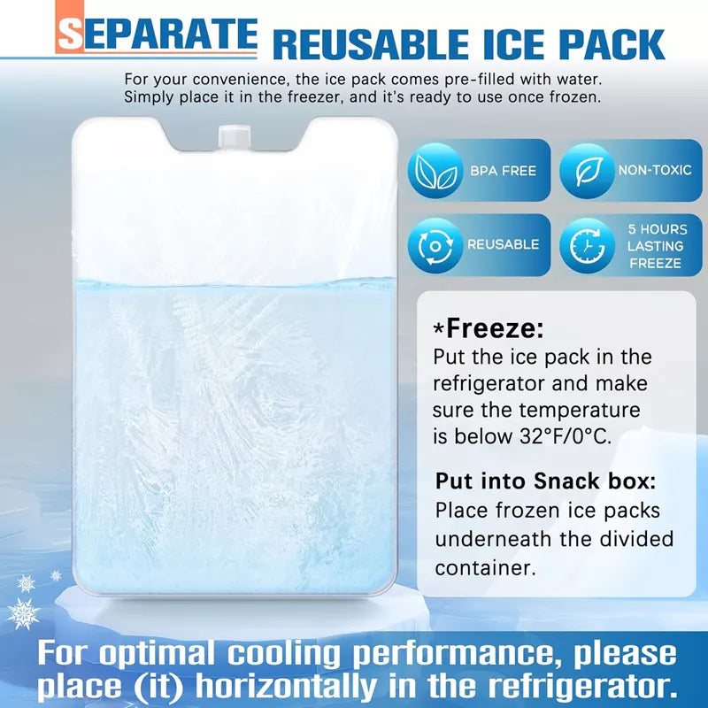 Chilled Portable Snackle Box Container with Reusable Ice Pack Insulated Bag
