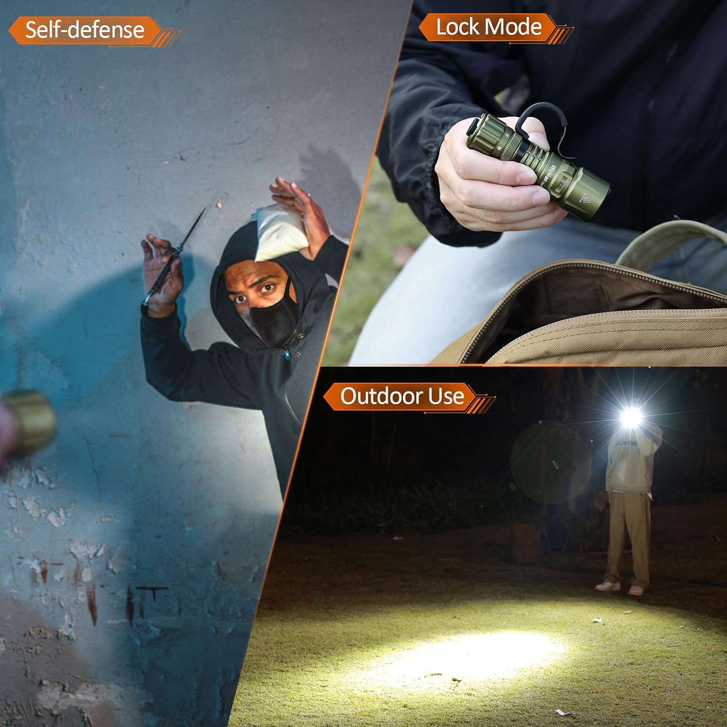 LED Tactical Flashlight 1300 High Lumen EDC Small Flashlight