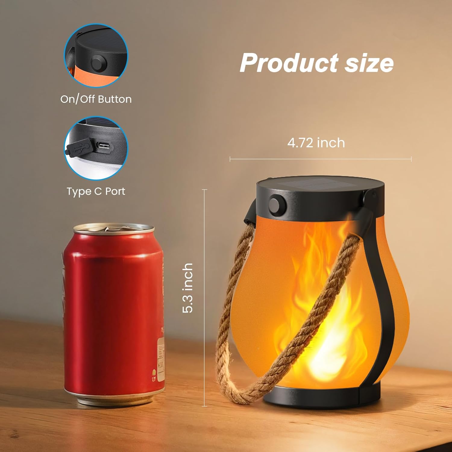 Solar Lanterns Outdoor Waterproof with Realistic Flickering Flame