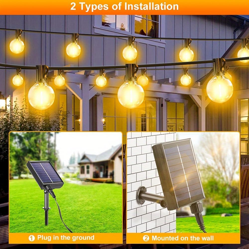 G40 Solar String Lights Outdoor with Remote 100 FT USB  Solar Dual Charging