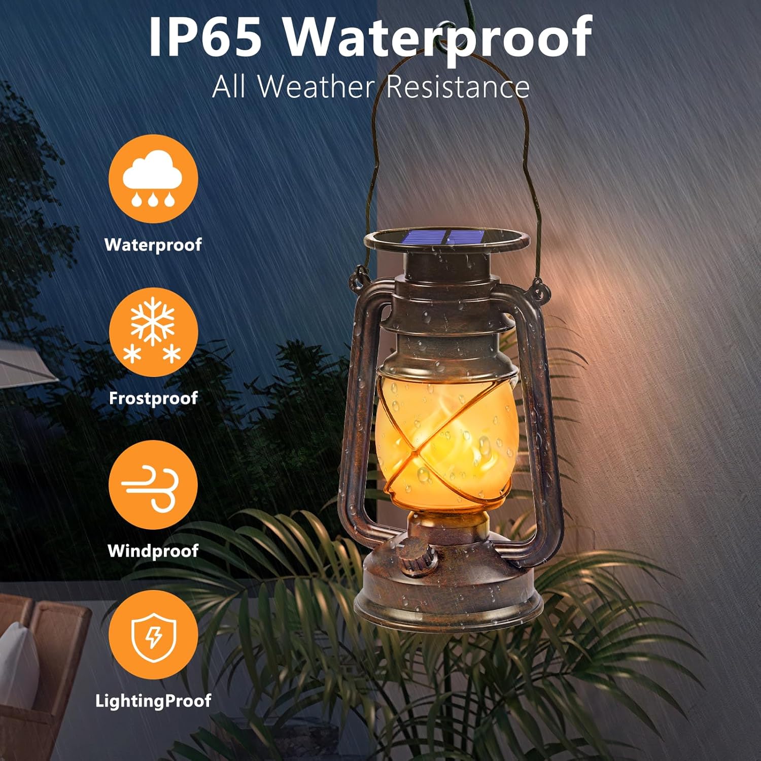 Solar Lanterns Outdoor Waterproof 2 Pack Bronze Vintage Lanterns