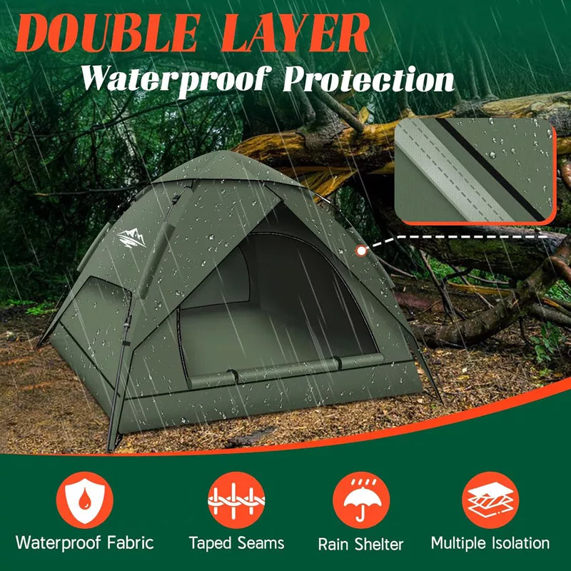 Pop Up Tents for Camping 2-5 Person Tent Easy Setup Waterproof & Windproof