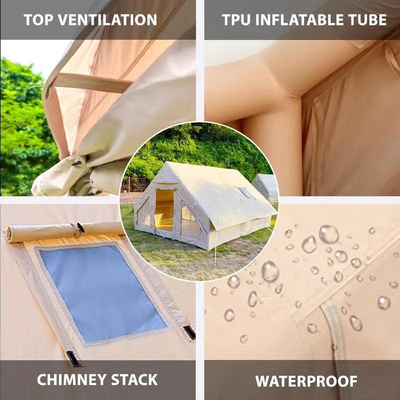 Large Inflatable Camping Tent with Hand Pump, Easy Setup Tents for 4-6 People