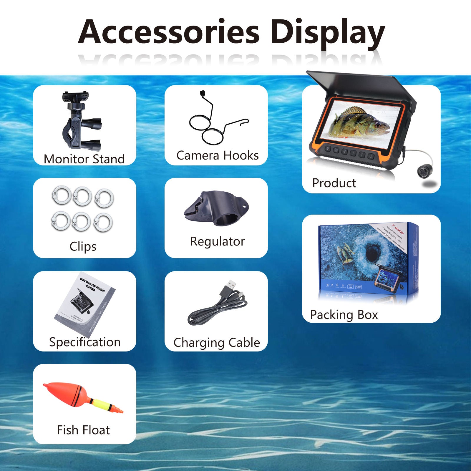 Underwater Fish Finder Video Camera with 7" Display