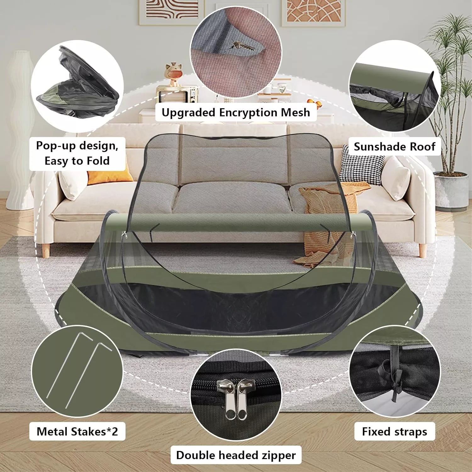 Pop-Up Mosquito Tent for Camping, 1 Person Bug Net Cot Tent