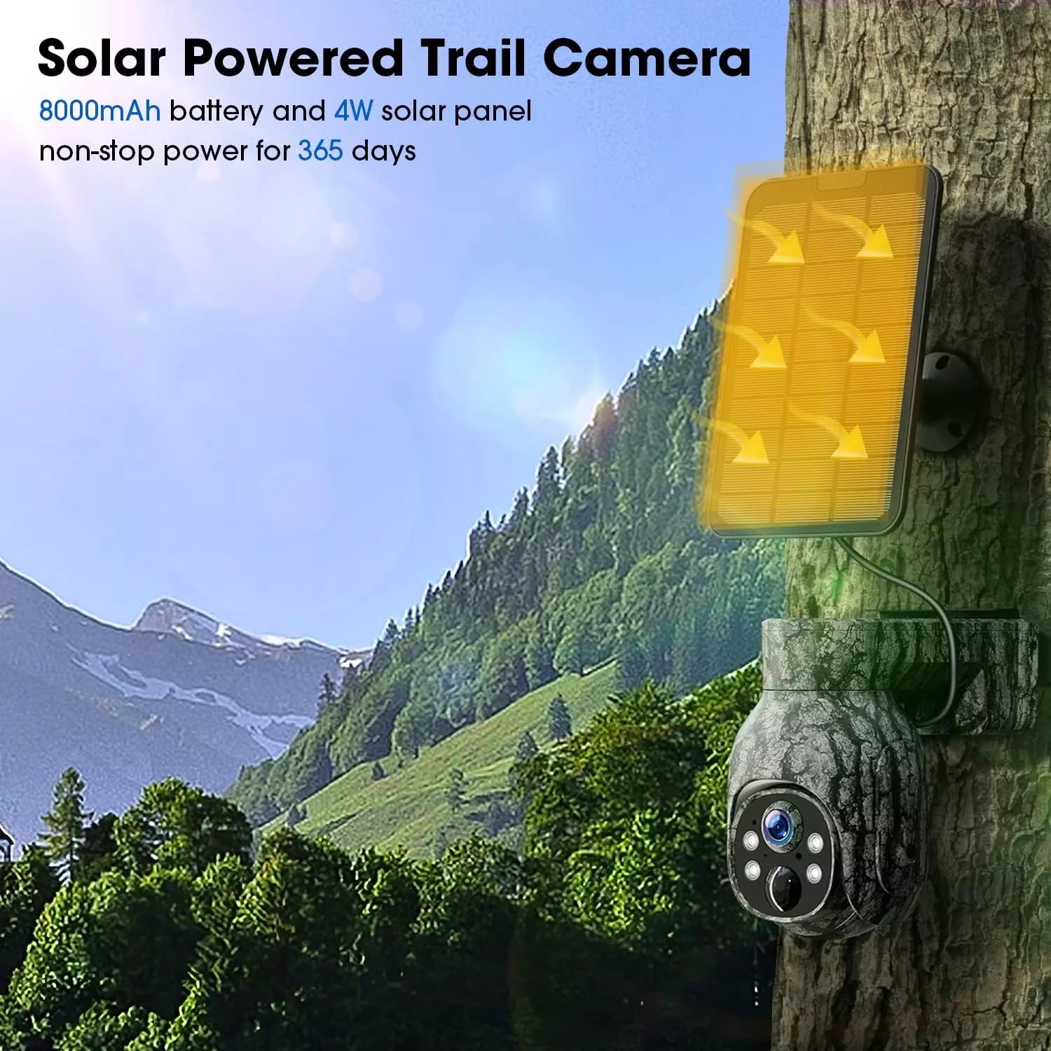 Cellular Trail Camera 4G LTE Wireless 2K Solar Powered Hunting Game Camera