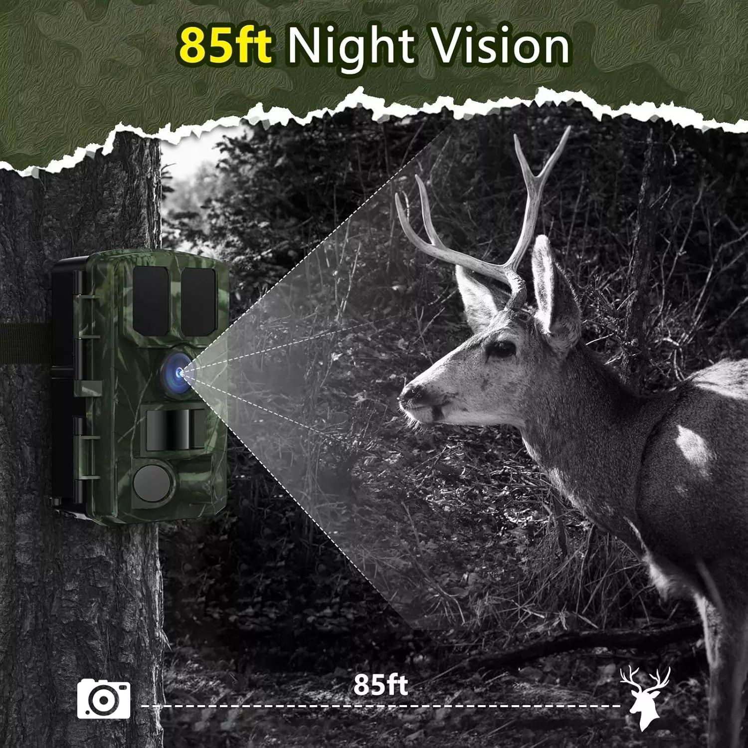 WiFi 4K 48MP Game Trail Cameras with Night Vision Motion Activated IP65