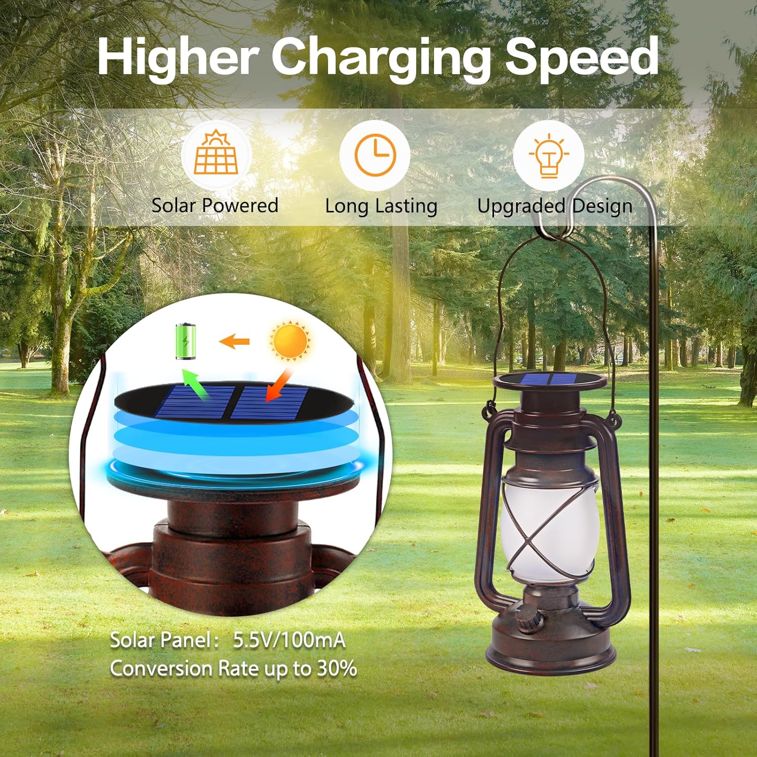Solar Lanterns Outdoor Waterproof 2 Pack Bronze Vintage Lanterns
