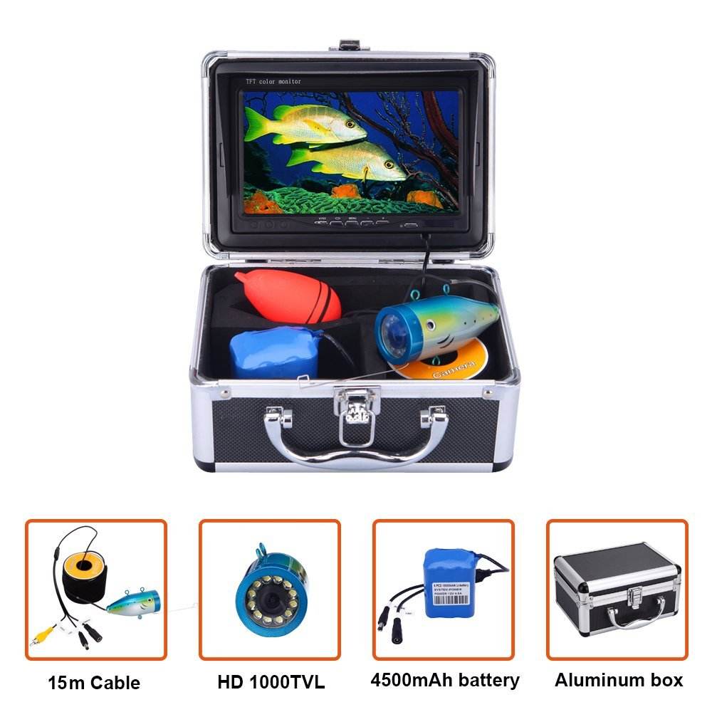 Underwater Waterproof Camera 7 Inch Visual Fishing Detector Monitor 15m