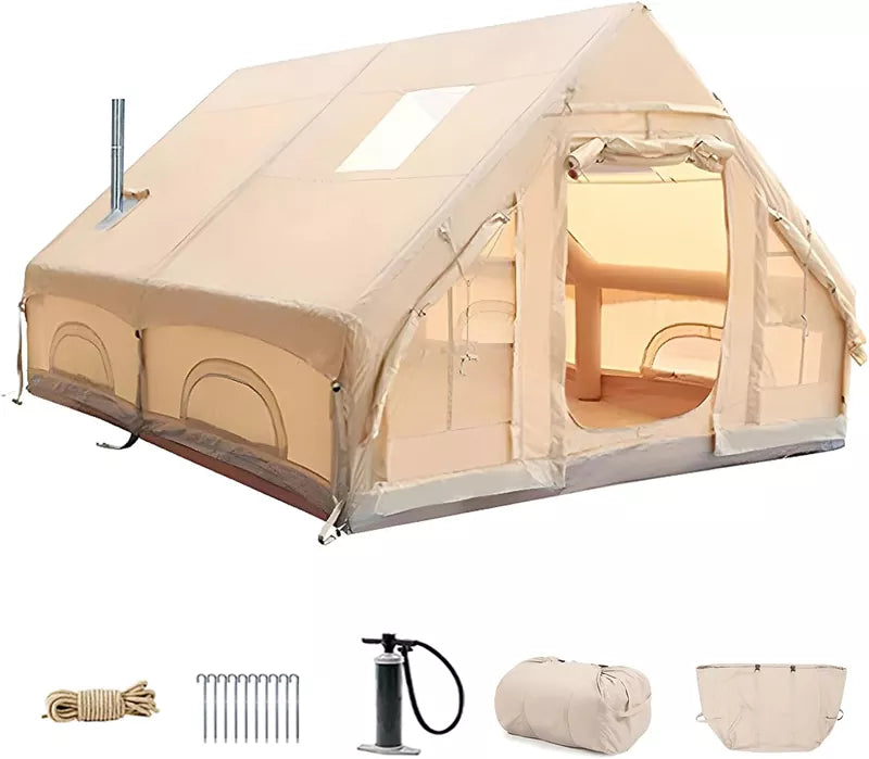 Large Inflatable Camping Tent with Hand Pump, Easy Setup Tents for 4-6 People