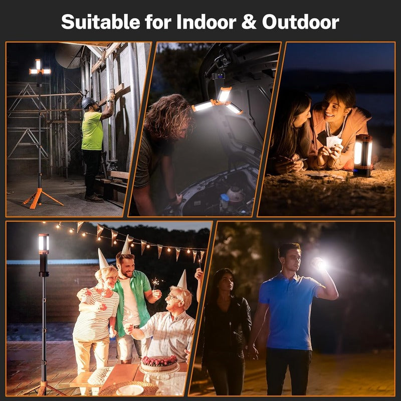 Rechargeable 10000mAh Camping Light with Stand 6.5 ft Max Height