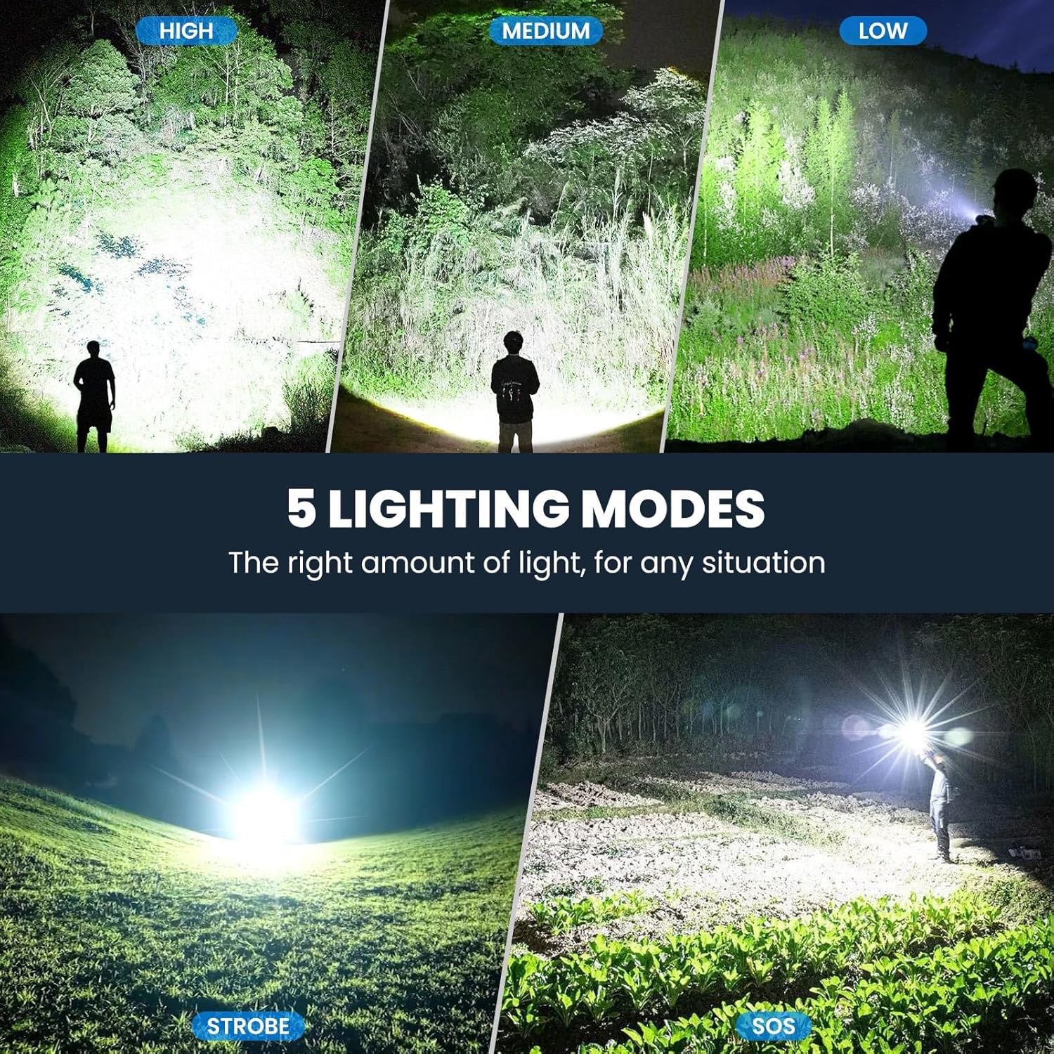 Flashlight Rechargeable 90,000 High Lumens - 3 Pack