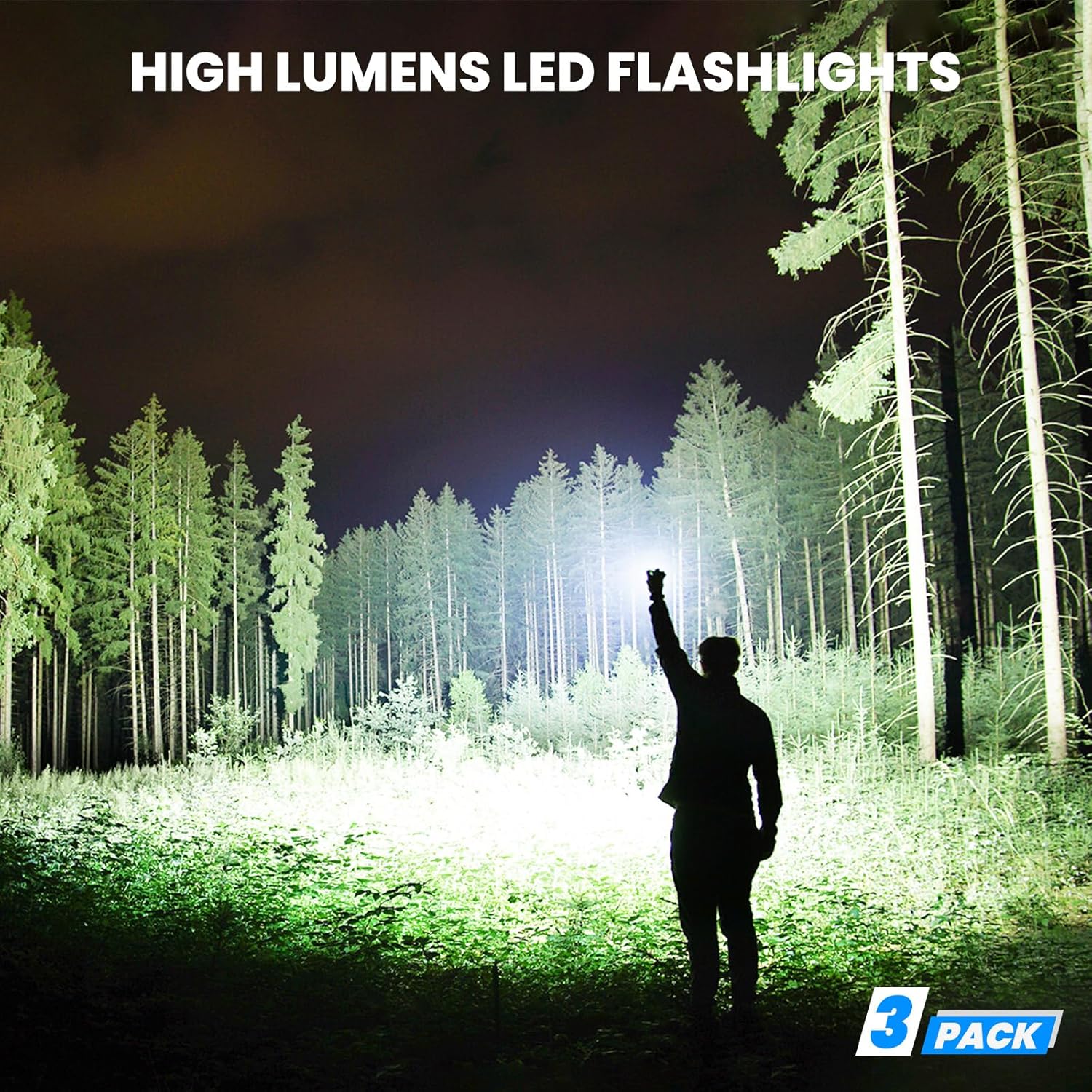 Flashlight Rechargeable 90,000 High Lumens - 3 Pack