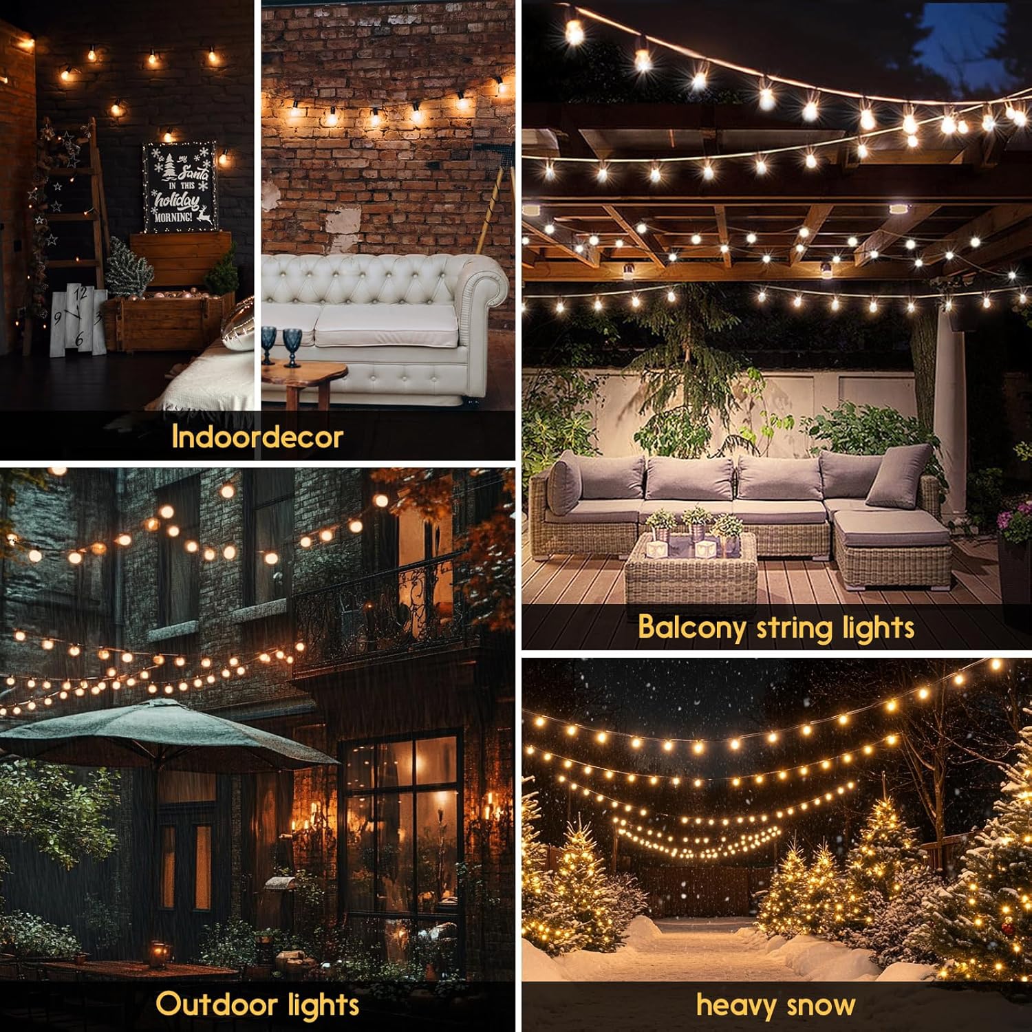 G40 Solar String Lights Outdoor with Remote 100 FT USB  Solar Dual Charging
