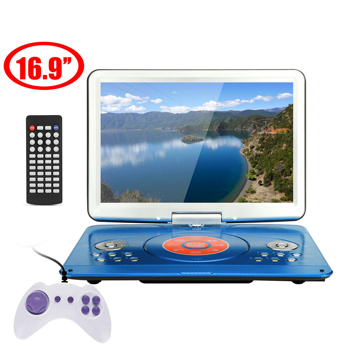 16.9'' Portable DVD Player with 14.1'' Large Swivel Screen 6Hrs Rechargeable