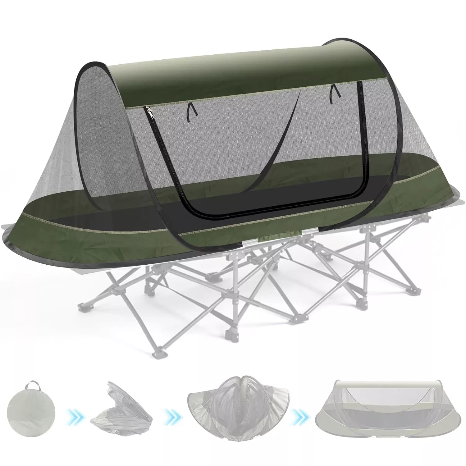 Pop-Up Mosquito Tent for Camping, 1 Person Bug Net Cot Tent