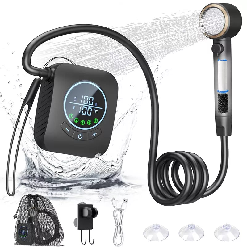 Portable Shower 8000mAh Rechargeable Camping Shower 6.0L/min Portable
