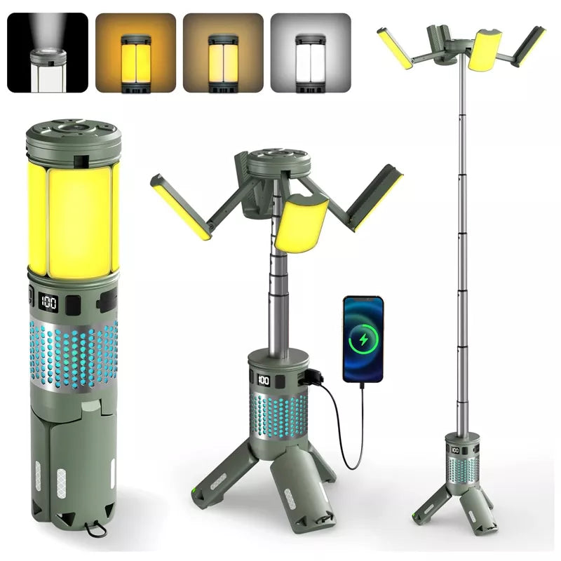 Rechargeable Telescoping Stand LED Camping Lantern & Work Light 15000m