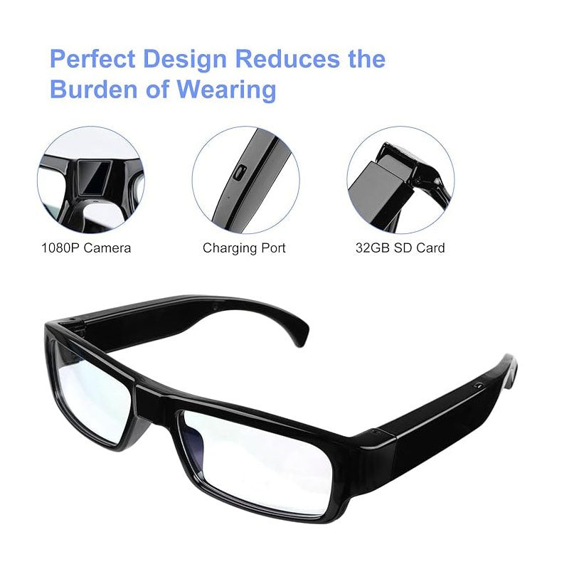 1080P HD Glasses Outdoor Sports Wearable Glasses with for Cycling & Hiking