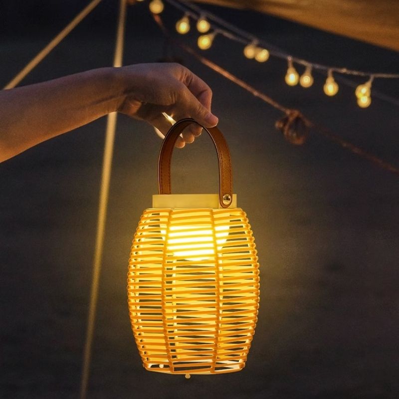 IP65 Portable Solar Lawn Lights Rattan Iron for Camping Villas Courtyards