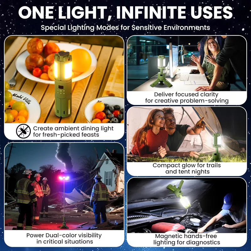 Rechargeable Telescoping Stand LED Camping Lantern & Work Light 15000m