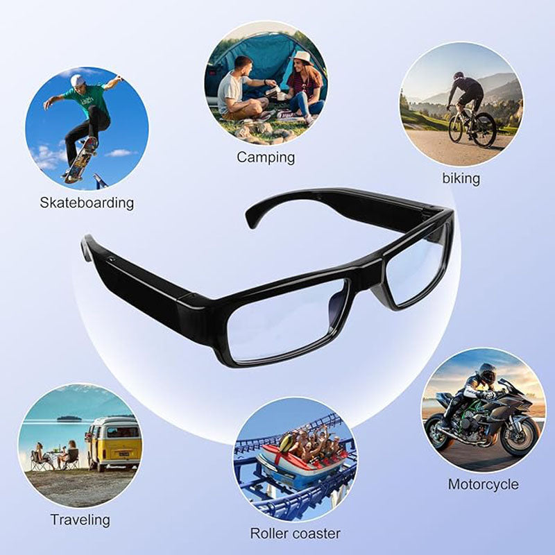 1080P HD Glasses Outdoor Sports Wearable Glasses with for Cycling & Hiking