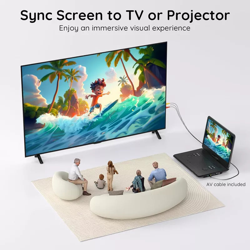 17.5" Portable DVD Player with 15.6" Large HD 6 Hours Rechargeable Battery