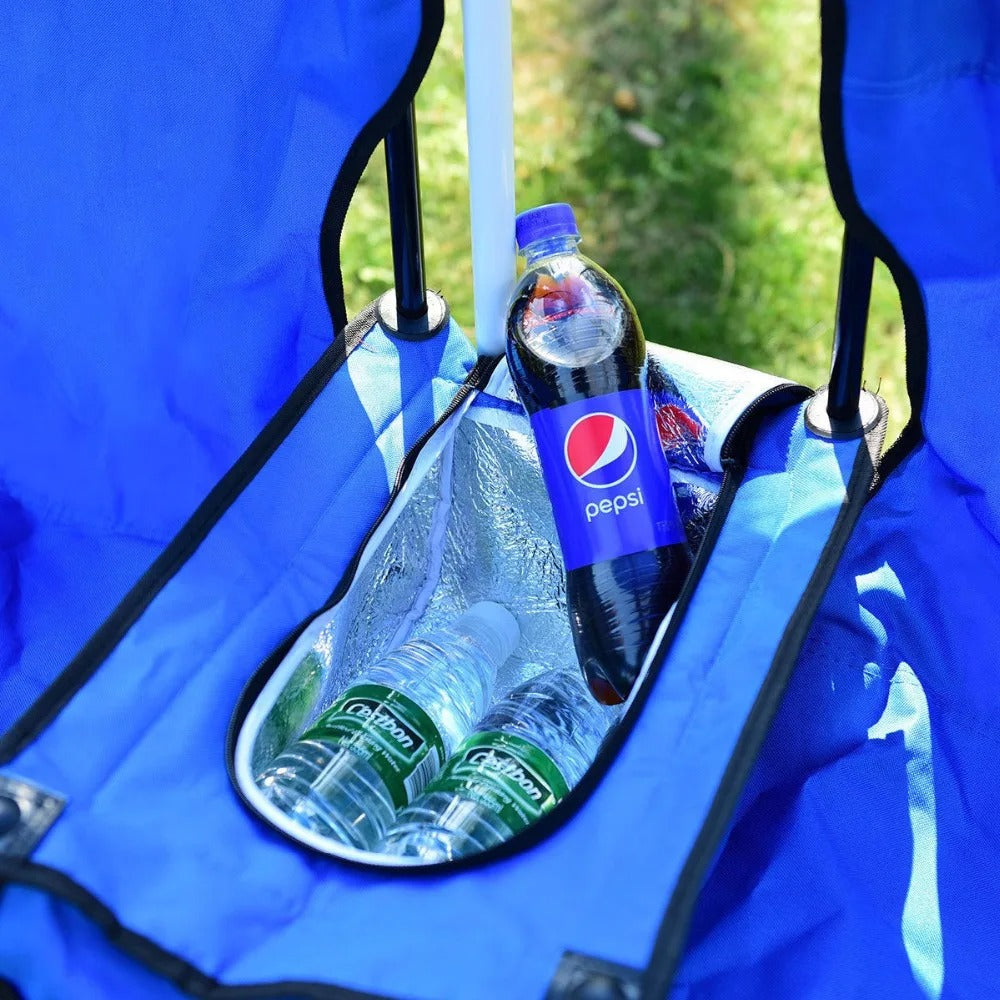Double Beach Chair With Umbrella Sunshade Portable Picnic Camping