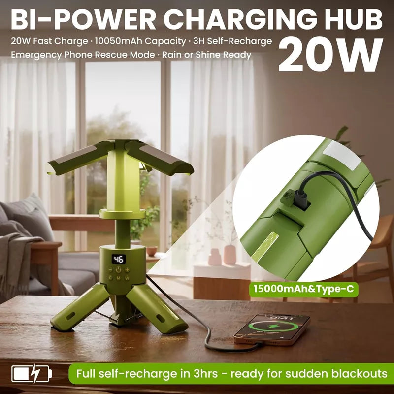 Rechargeable Telescoping Stand LED Camping Lantern & Work Light 15000m