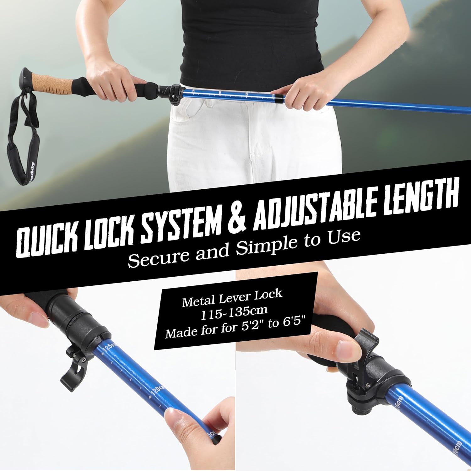 Foldable Trekking Poles Ultralight 7075 Aluminum EVA & Cork Grip Collapsible