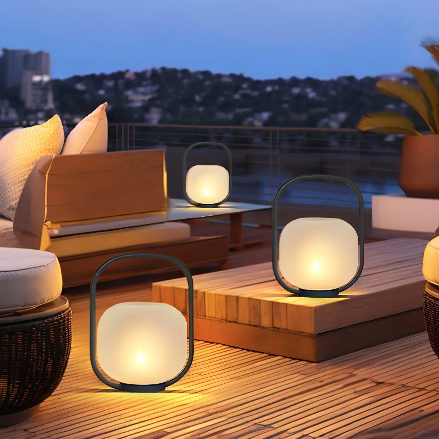 Modern Portable Lantern Outdoor Table Camping Lamp Rechargeable