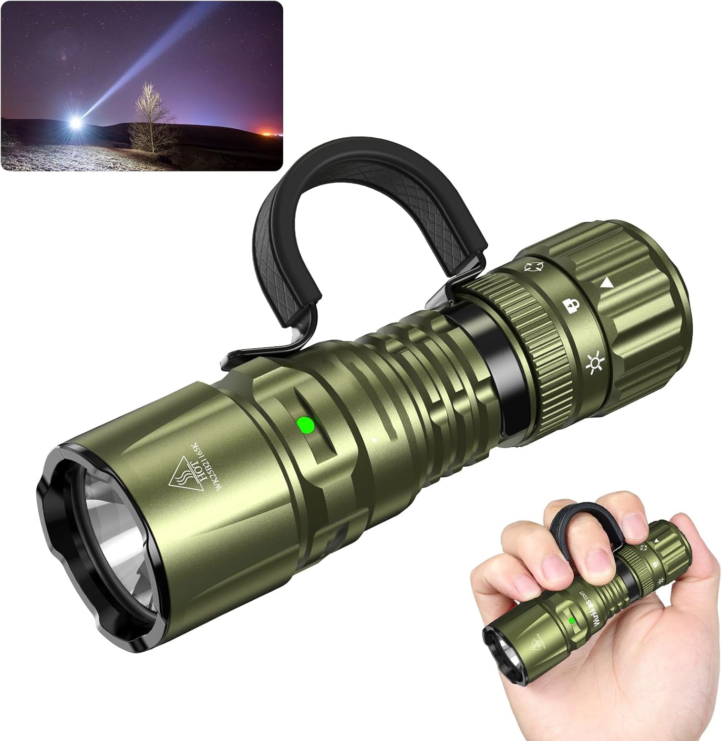 LED Tactical Flashlight 1300 High Lumen EDC Small Flashlight